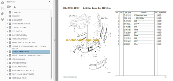 Komatsu PC30MR-3 Hydraulic Excavator Parts Book