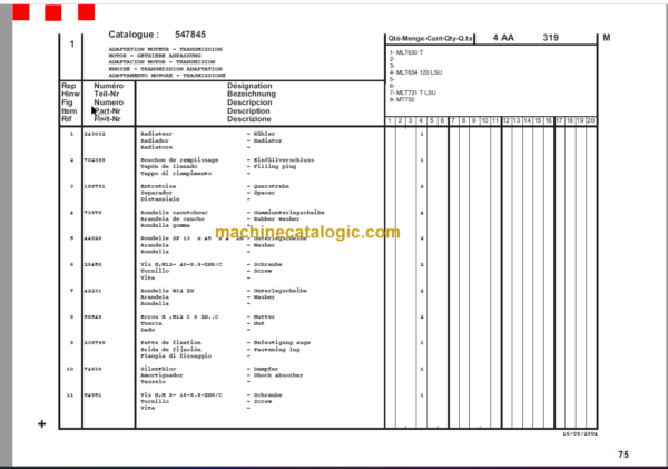 Manitou MT 732 Parts Manual