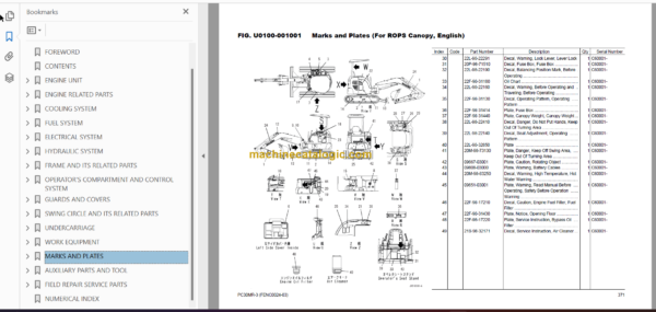 Komatsu PC30MR-3 Hydraulic Excavator Parts Book