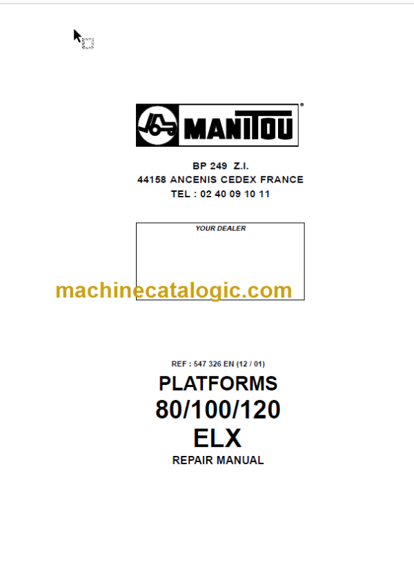 Manitou 80 ELX REPAIR MANUAL