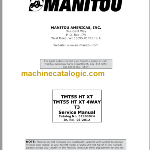 Manitou TMT55 HT XT 4WAY T3 Repair Manual 51900024 03.2012