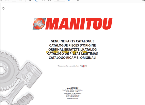 Manitou MT 1240 L TURBO S2 Genuine Parts Catalogue