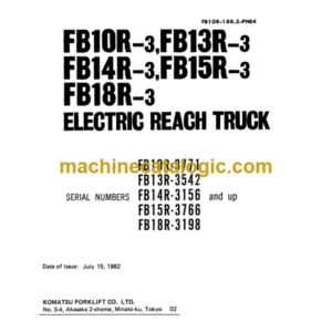 Komatsu FB10R 13R 14R 15R 18R Parts Book