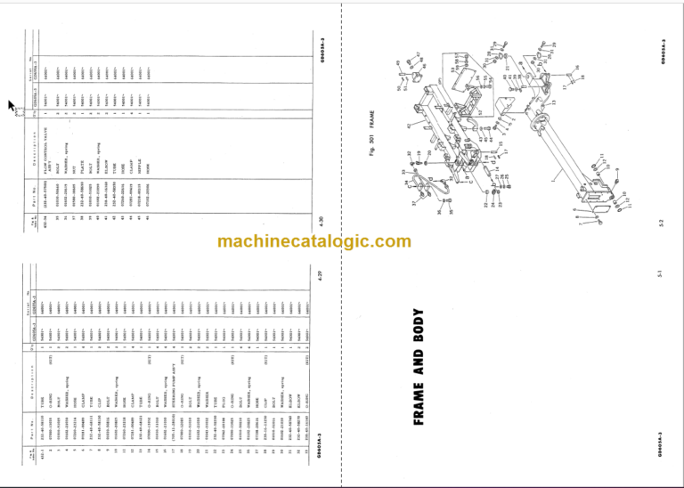 Komatsu GD605A-3 GD655A-3 Motor Grader Parts Book