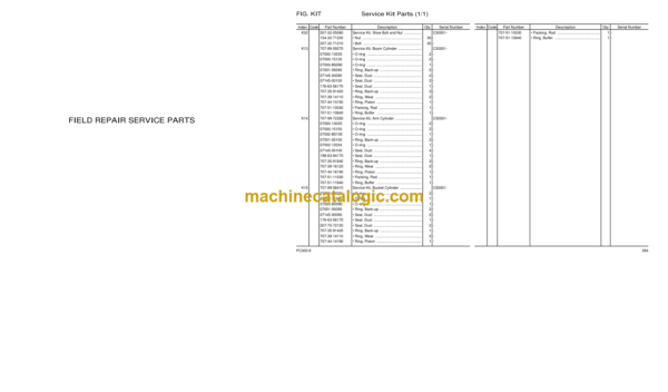 Komatsu PC300-8 PC300LC-8 Hydraulic Excavator Parts Book