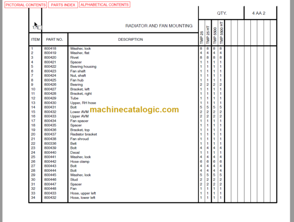 Manitou TMP 25HT TPM 5500HT PARTS MANUAL