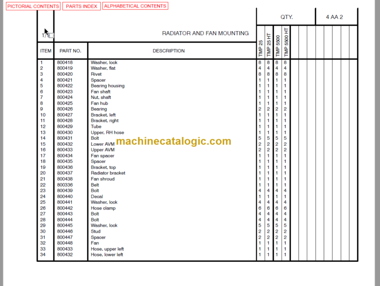 Manitou TMP 25HT TPM 5500HT PARTS MANUAL