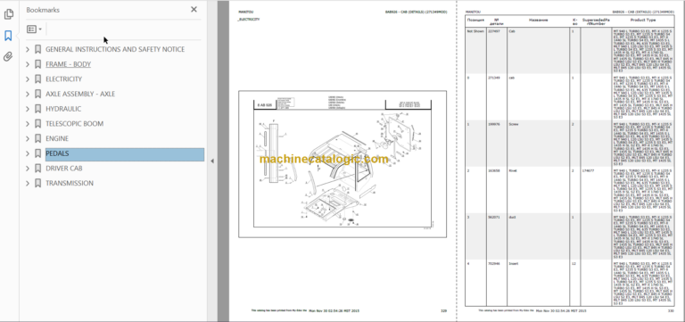 Manitou MT 1235 Genuine Parts Catalogue