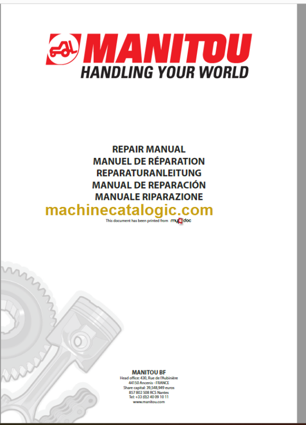 Manitou MT 940 L Turbo Série 3-E2 Repair Manual