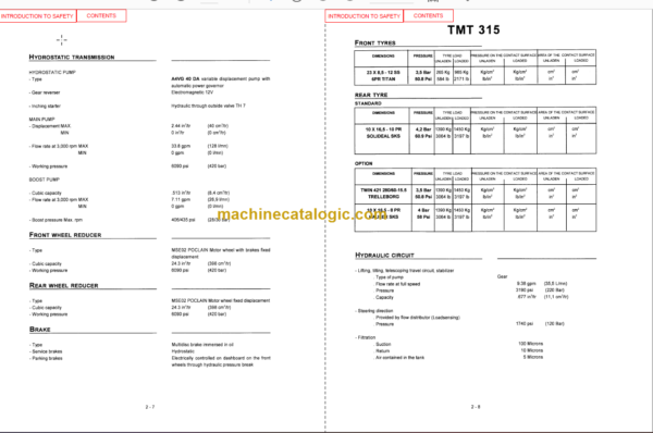 Manitou TMT 315 OPERATOR SERVICE MANUAL