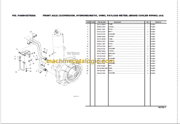 Komatsu HD785-7 Engine Parts Book