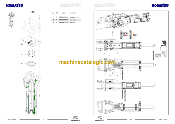 Komatsu JMHB470V-1 Hydraulic Breaker Parts Book