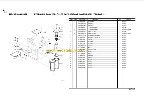 Komatsu HD785-7 Engine Parts Book