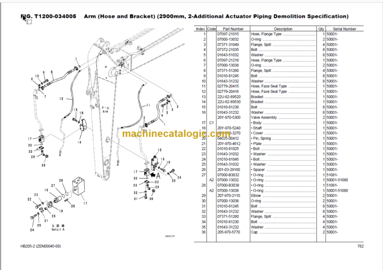 Komatsu HB205-2 Hydraulic Excavator Parts Book