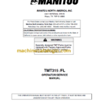 Manitou TMT 315 FL OPERATOR SERVICE MANUAL