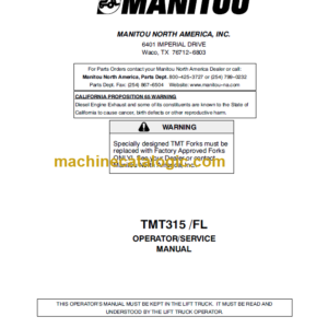 Manitou TMT 315 FL OPERATOR SERVICE MANUAL