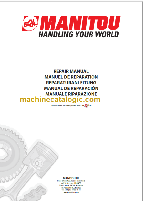 Manitou MT 1235 S Turbo Série 3-E2 Repair Manual