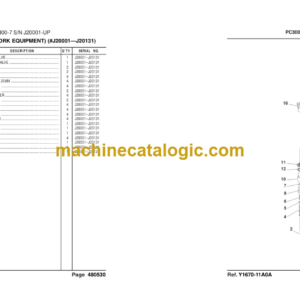 Komatsu PC300-7 SN J20001-UP Parts Book