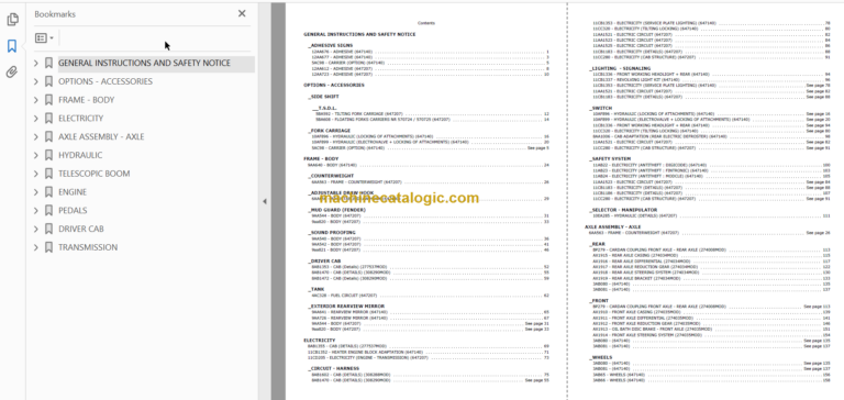 Manitou MT-X 625 Parts Catalogue