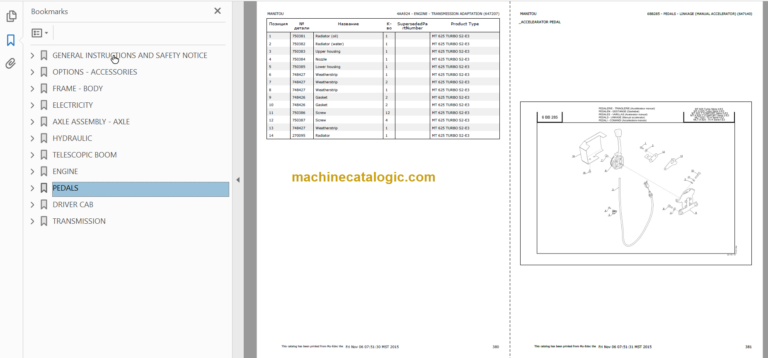 Manitou MT-X 625 Parts Catalogue