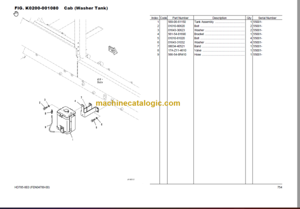 Komatsu HD785-8E0 SAA12V140E-7 Parts Book