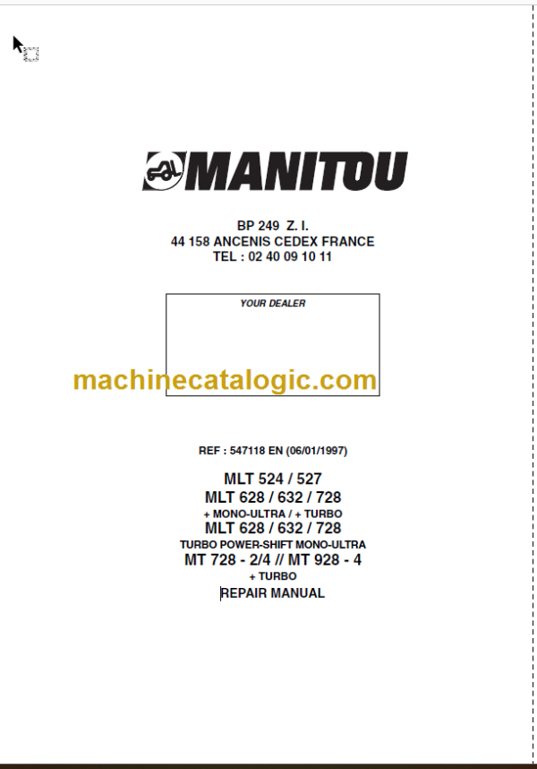 Manitou MT 728 Repair Manual