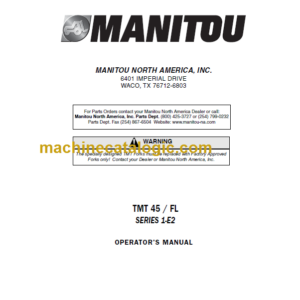 Manitou TMT 45 FL S1-E2 OPERATOR'S MANUAL