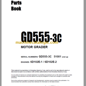 Komatsu GD555-3C Motor Grader Parts Book