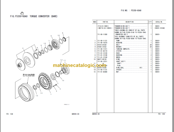 Komatsu GD555-3C Motor Grader Parts Book