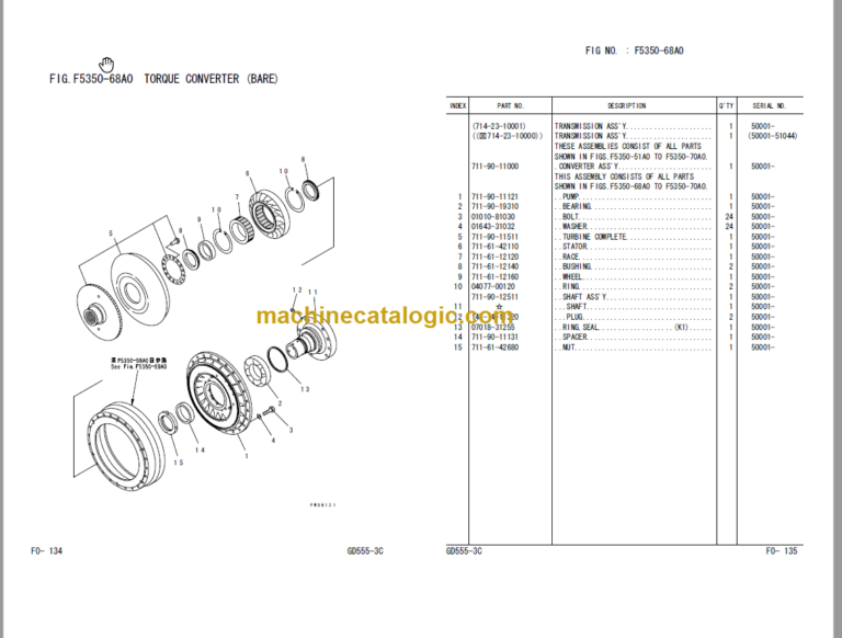 Komatsu GD555-3C Motor Grader Parts Book