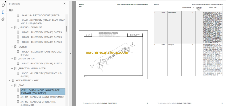 Manitou MT 1030 S TURBO S3 E2 Parts Catalogue