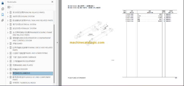 Komatsu PC220-8 PC240LC-8 SAA6D107E-1 Parts Book China