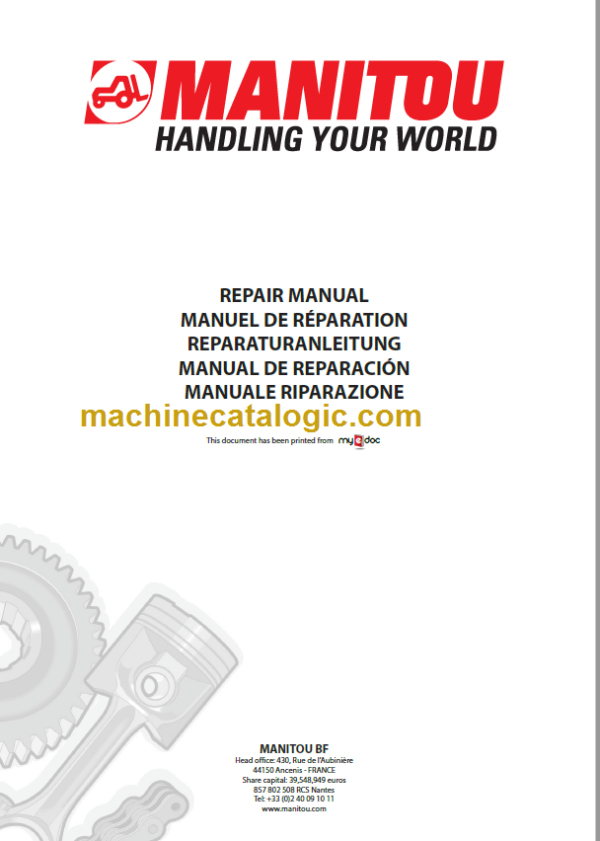 Manitou MT 1335 SL Turbo Série 3-E2 Repair Manual