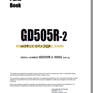 Komatsu GD505R-2 Motor Grader Parts Book