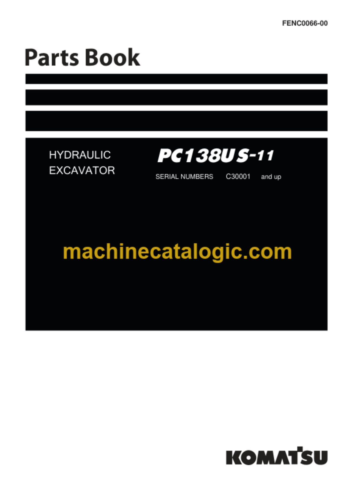 Komatsu PC138US-11 Hydraulic Excavator Parts Book – Machine