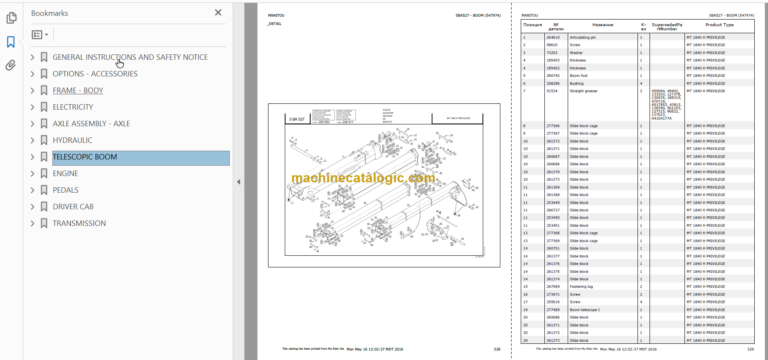 Manitou MT 1840 H PRIVILEGE Genuine Parts Catalogue