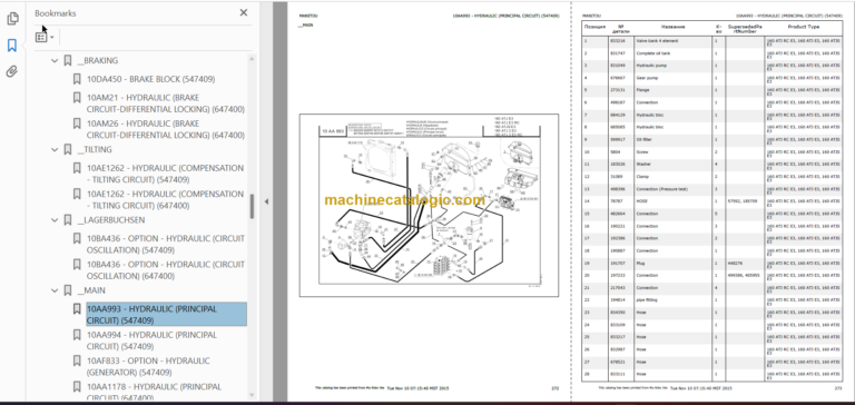 Manitou 160 ATJ E3 Parts Catalogue