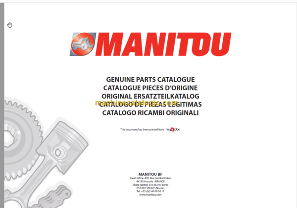 Manitou MT 625 H T ST3B Parts Catalogue