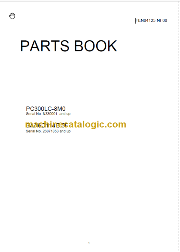 Komatsu PC300LC-8M0 SAA6D114E-3F Parts Book