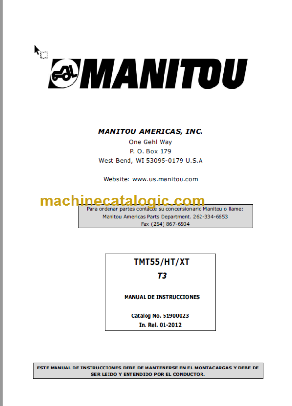Manitou TMT55 HT XT T3 MANUAL DE INSTRUCCIONES