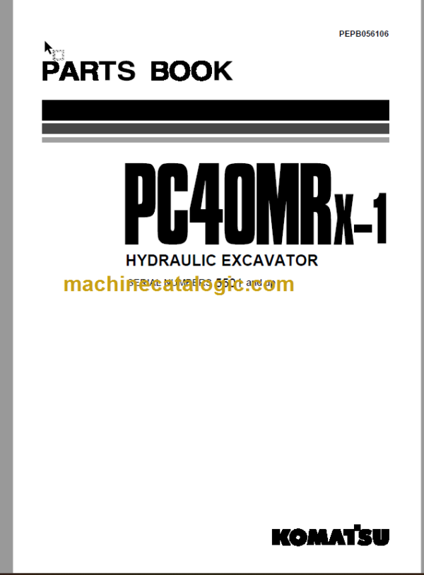 Komatsu PC40MRX-1 Hydraulic Excavator Parts Book