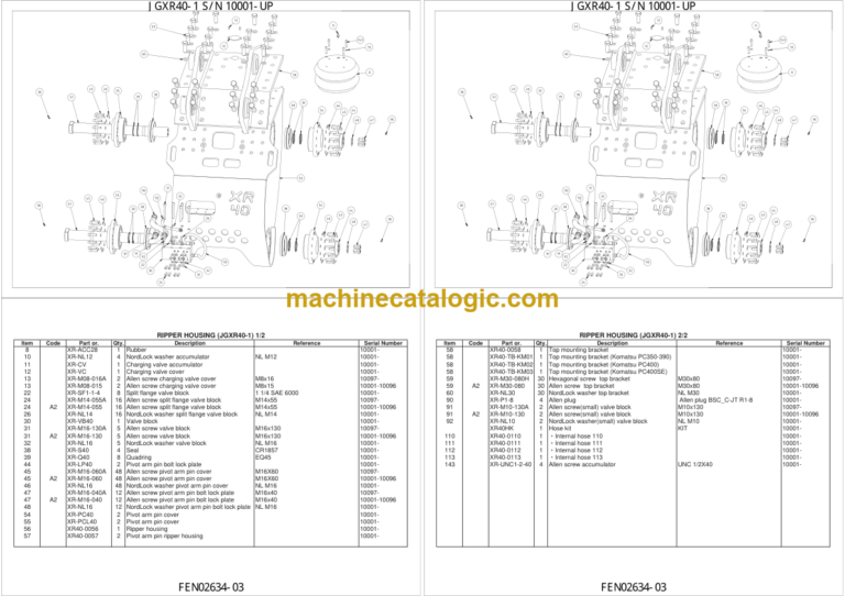 Komatsu JGXR10-1 SN 10001-UP Catalog