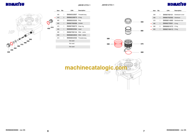 Komatsu JMHB1270V-1 Hydraulic Breaker Parts Book