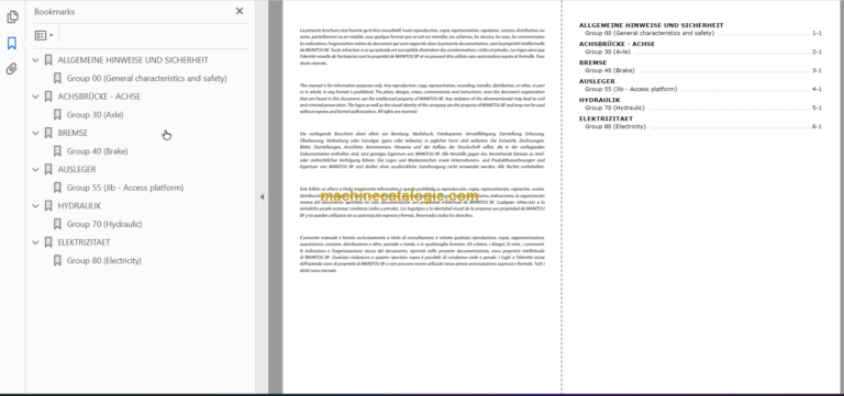 Manitou 100 SEC 2 REPAIR MANUAL