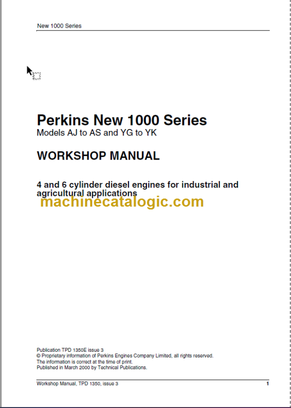 Manitou New 1000 Series AJ-AS-YG-YK Workshop Manual