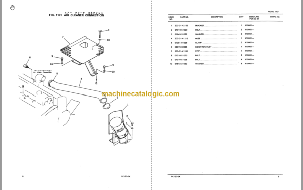 Komatsu PC120-3K Hydraulic Excavator Parts Book