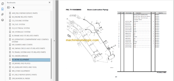 Komatsu PC300LC-8M0 SAA6D114E-3F Parts Book