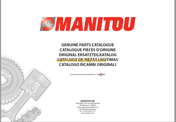 Manitou MT 1235 S TURBO S4 E3 Genuine Parts Catalogue