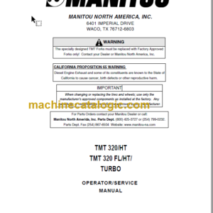 Manitou TMT 320 OPERATOR SERVICE MANUAL