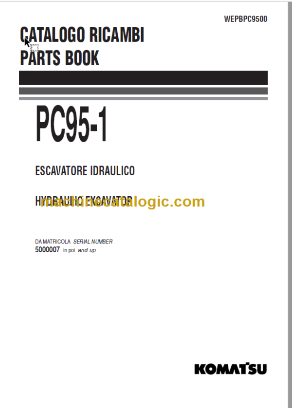 Komatsu PC95-1 Hydraulic Excavator Parts Book